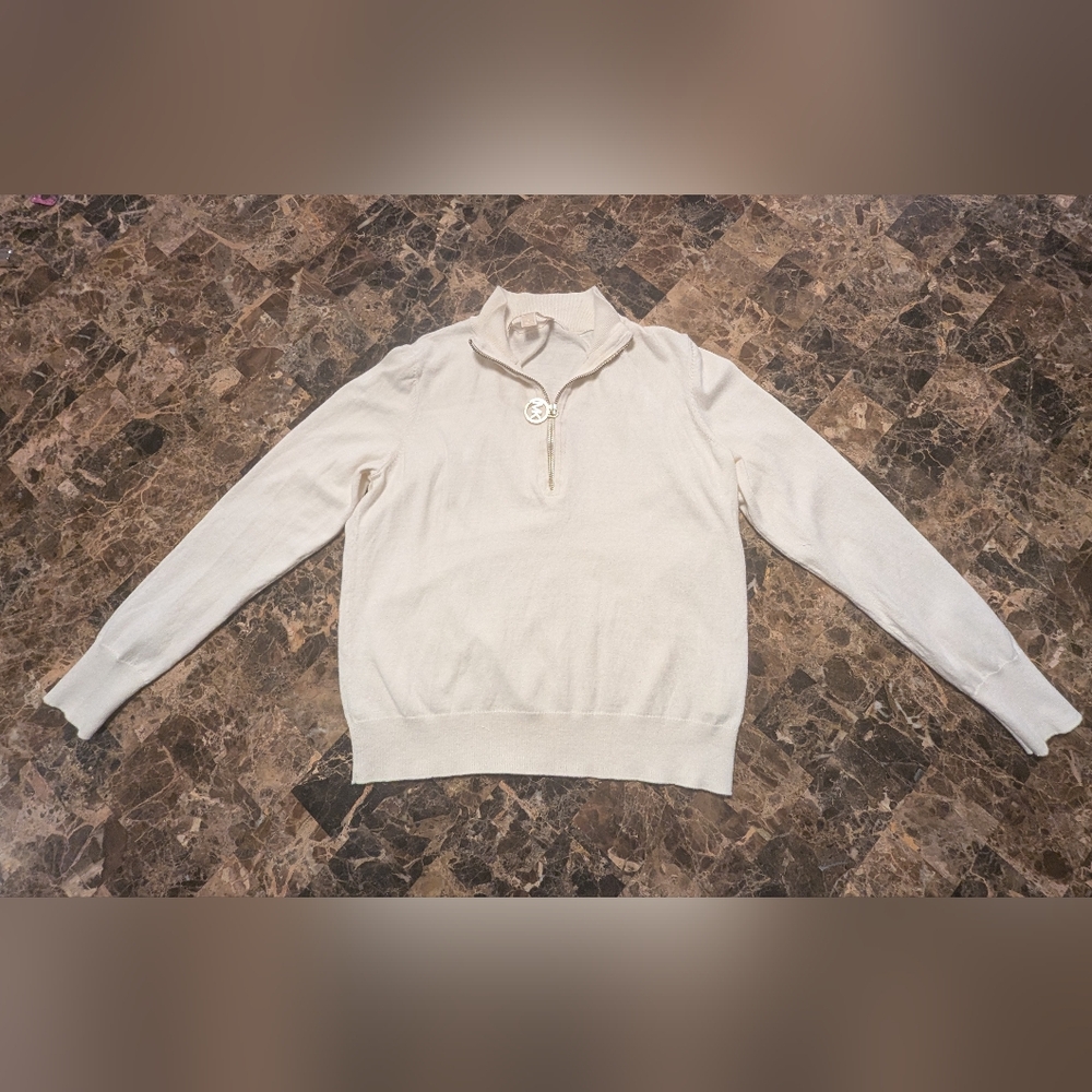 Michael Kors Ivory Half-Zip Cowl Sweater - Picture 3 of 7